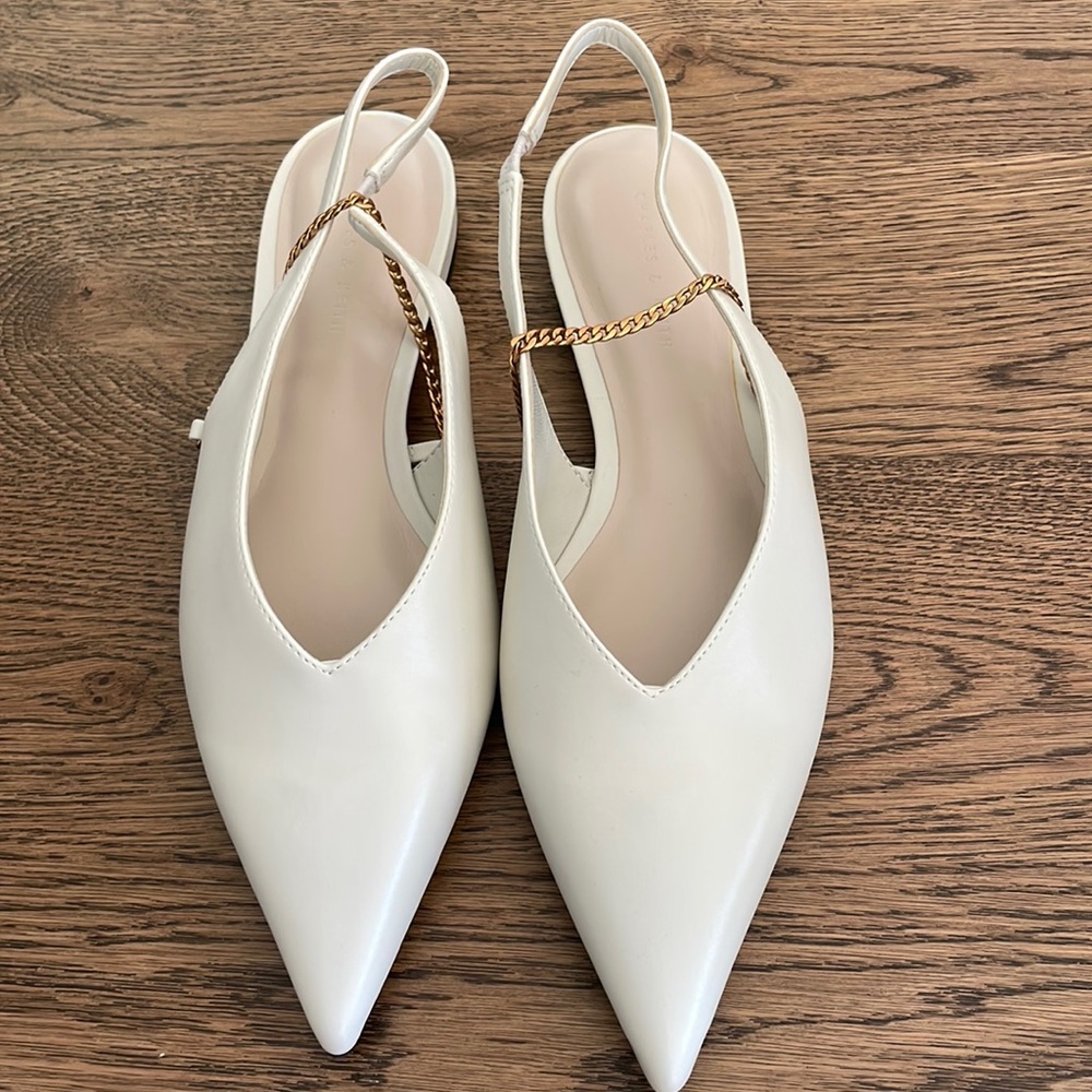 Charles & Keith women white flats